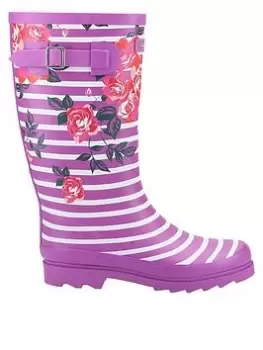 image of Cotswold Chilson Wellington Boot - Flower, Multi, Size 4, Women