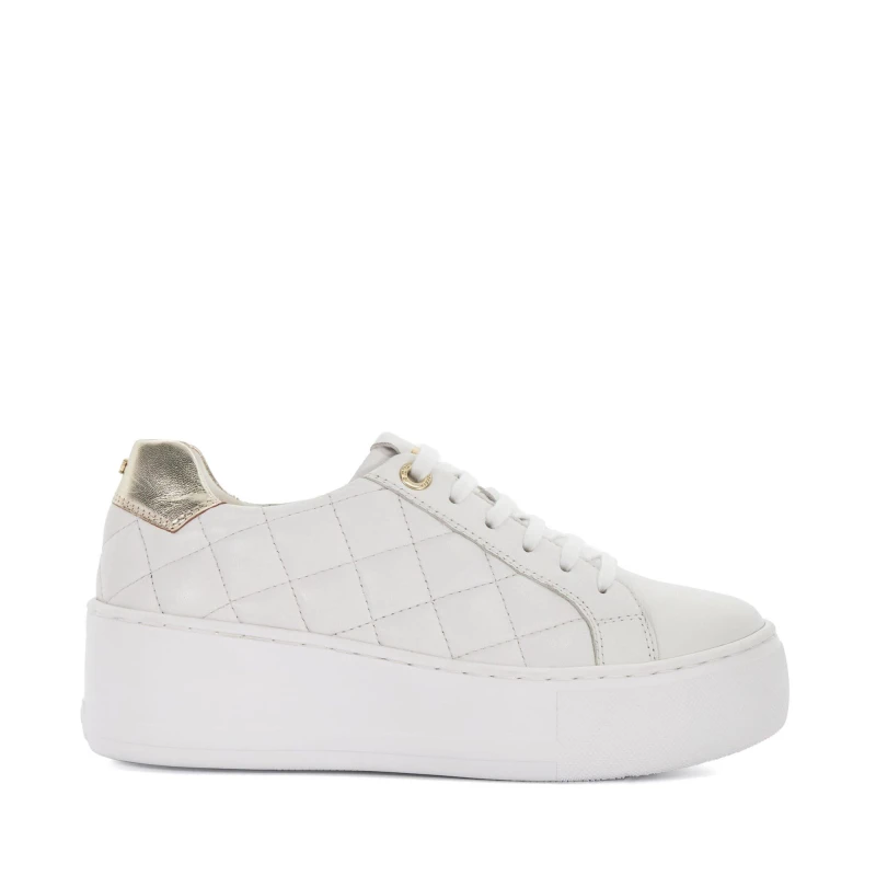 Image of Dune London Elizas Quilted Wedge Heel Trainers White female UK 3