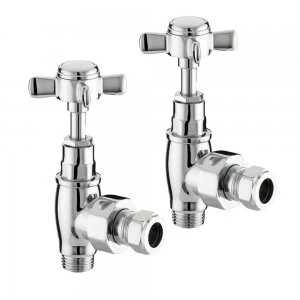 image of Wickes Chrome Cross Head Angled Radiator Valves - 15mm