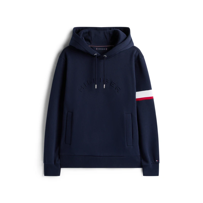 Image of Tommy Hilfiger Mens Sleeve Tape Over-the-Head Hoodie Desert Sky DW5 male S