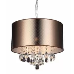 Italux Lighting - Italux Motan - Modern Hanging Pendant Bronze 3 Light with Crystal Shade, E14