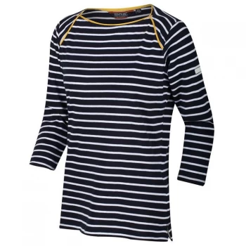 Image of Regatta Polina three quarter Sleeve T-Shirt - Navy Stripe