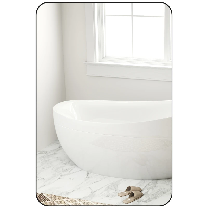 Image of HOMCOM Rectangle Mirror, Wall Mirror with Steel Frame for Bathroom, Black 834-803V01BK