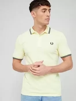 image of Fred Perry Twin Tipped Polo Shirt, Wax Yellow, Size L, Men