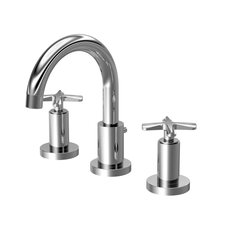 Image of Balterley 3 Tap Hole Deck Mount Basin Mixer Tap Pop Up Waste Chrome Silver