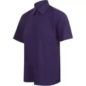 image of Henbury Mens Wicking Short Sleeve Work Shirt (M) (Purple)