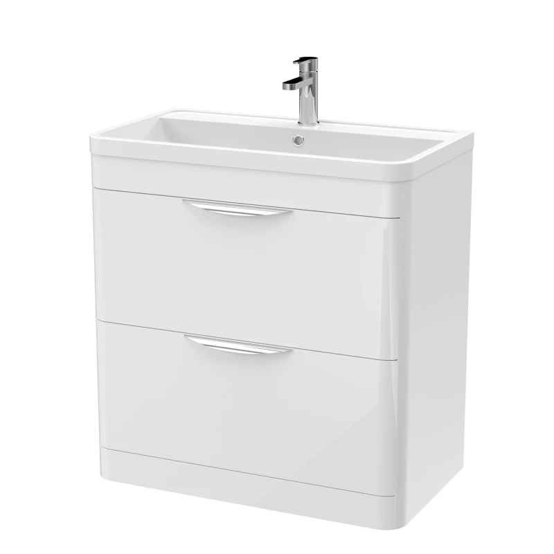 Image of Balterley Floor Standing 2 Drawer Vanity Unit Ceramic Basin Gloss White 800mm White
