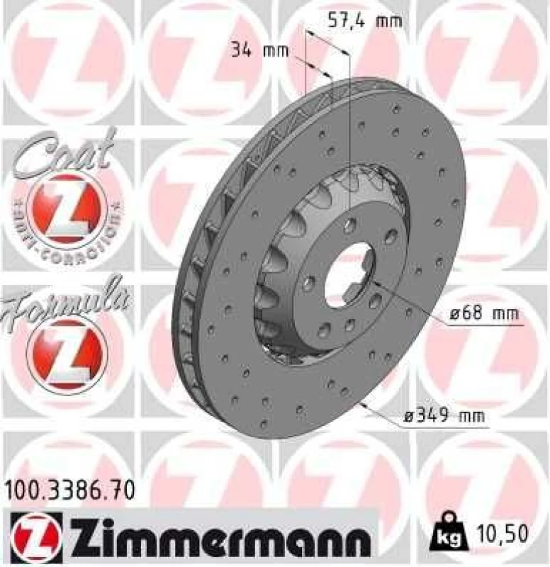 Image of ZIMMERMANN Brake disc ZIMMERMANN 100.3386.70