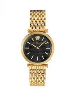 Versace Twist Black Sunray Dial Gold Stainless Steel Bracelet Ladies Watch