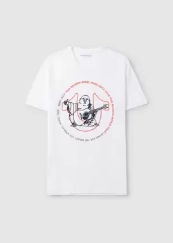 image of True Religion Mens Two Tone Buddha T-Shirt In Optic White