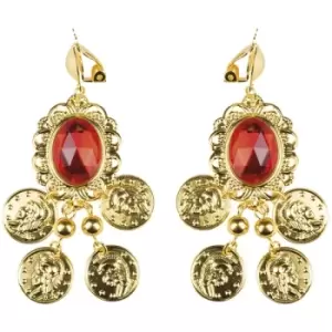 Image of Gypsy Earrings Fancy Dress Accessory (Gold/Red)