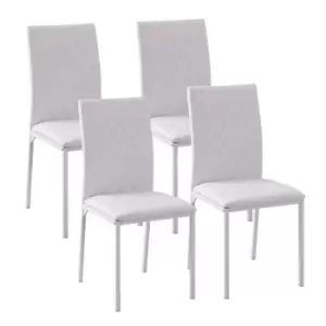 Image of Homcom Dining Chairs Faux Leather Accent Chairs Set Of 4 White