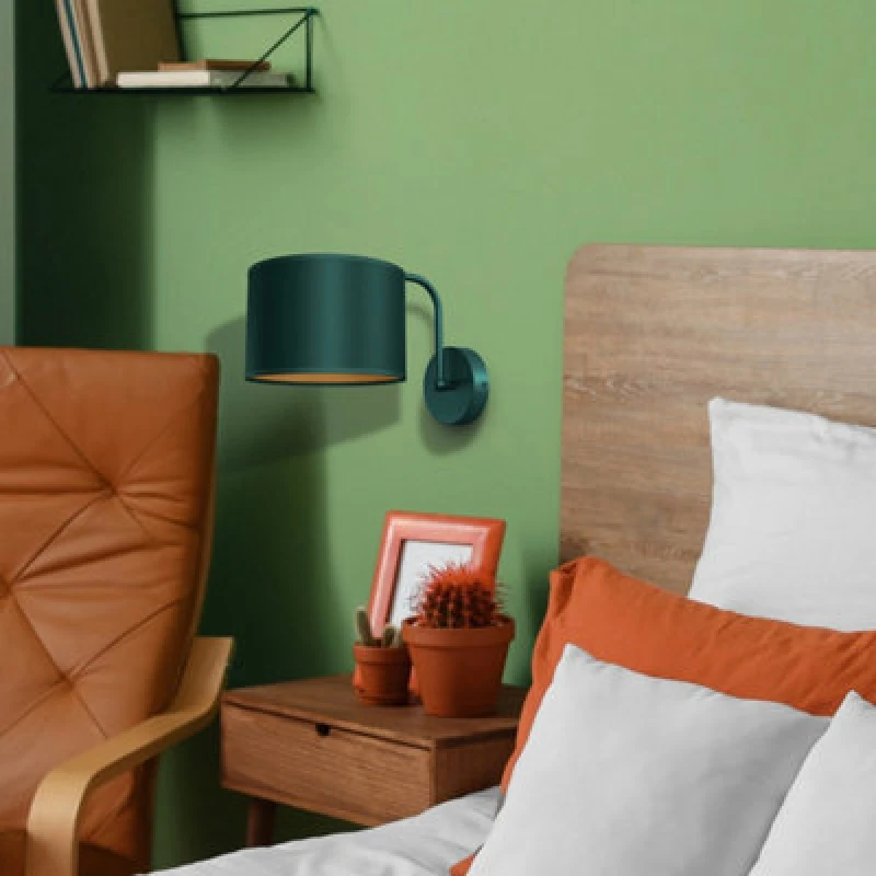 Image of Milagro Verde Hand Made Designer Wall Lamp Rich Green Finish Gold Accents Green