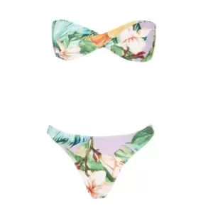 Missguided Floral Print Twist Front Bandeau Bikini Set - Multi