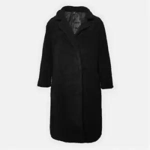 Missguided Plus Size Borg Teddy Longline Coat - Black