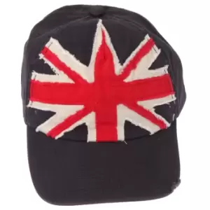 image of Union Jack GB Distressed Baseball Cap With Adjustable Strap (One Size) (Navy)