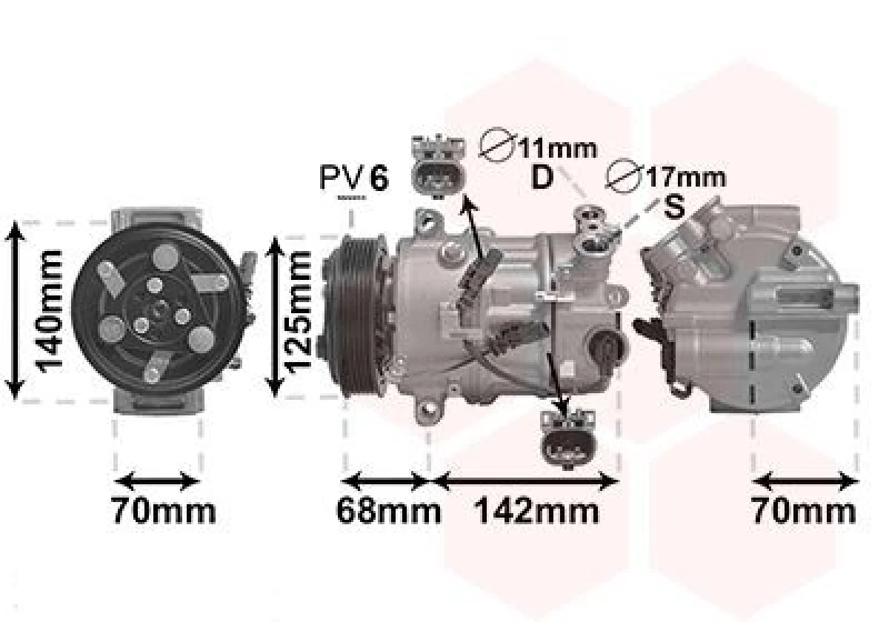 Image of VAN WEZEL Air conditioning compressor VAN WEZEL 3701K702