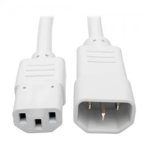 Image of Tripp Lite Heavy-Duty Power Extension Cord 15A 14 AWG (IEC-320-C14 to IEC-320-C13) White 1.83 m