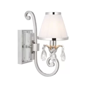 Image of Oksana 1 Light Indoor Candle Wall Light Polished Nickel Plate with White Shade, E14