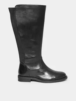 Image of Yours Extra Wide Fit Stretch Knee Boot Leather, Black, Size E, Women