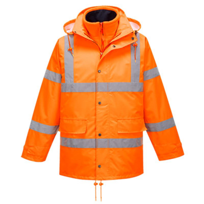 Image of Oxford Weave 300D Hi Vis Breathable Interactive Rain Traffic Jacket RT63ORRXXXL Colour: Orange