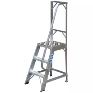 image of 0.7m Heavy Duty Single Sided Fixed Step Ladders Handrail Platform Safety Barrier