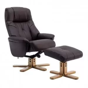 Image of Denver Recliner Brown Leather Look with Swivel Recline Function