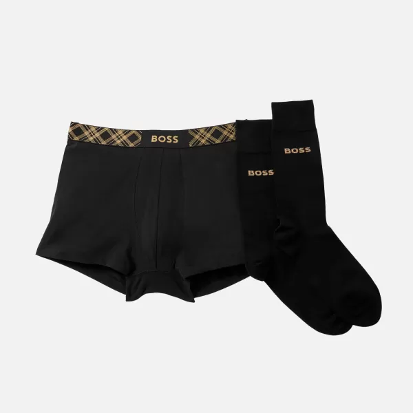 Image of BOSS Bodywear Cotton-Blend Boxer Trunks & Socks Gift Pack - S