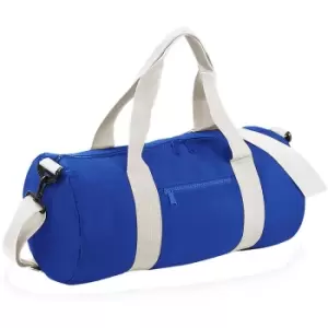 Bagbase Plain Varsity Barrel / Duffle Bag (20 Litres) (One Size) (Bright Royal/off White) - Bright Royal/off White