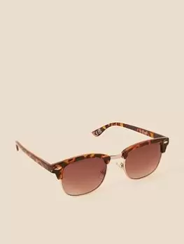 image of Accessorize Classic Clubmaster Sunglasses, Brown, Women