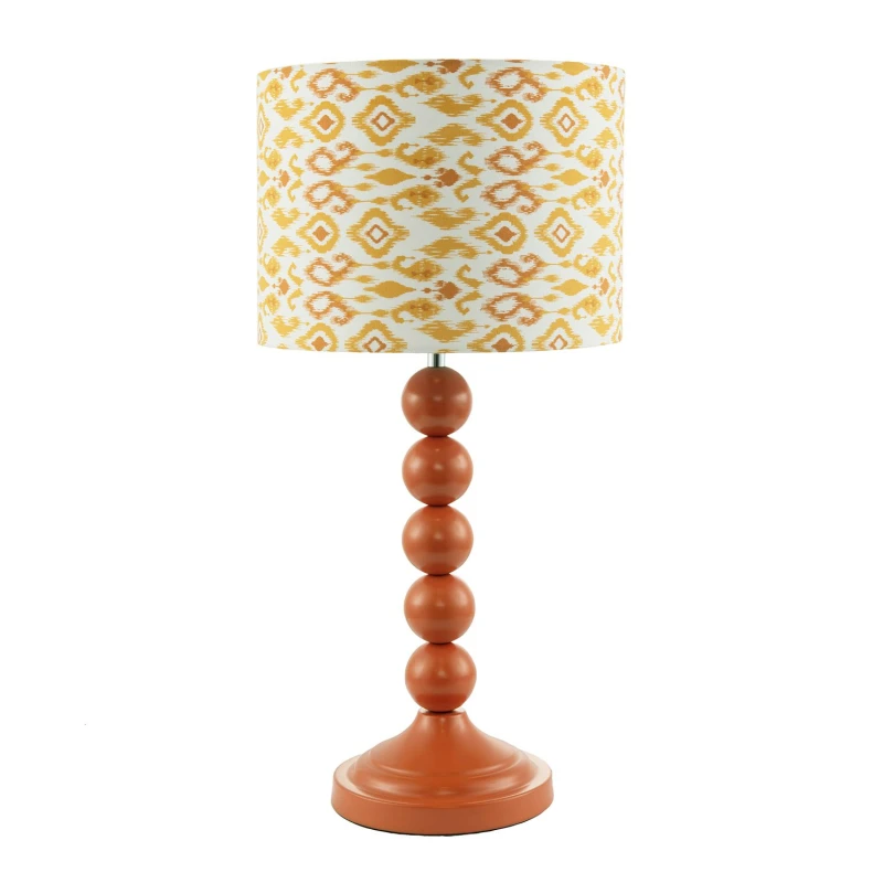 Image of Happy Homewares Chic Table Lamp with Designer Jacquard Fabric Shade in Orange Orange Unisex