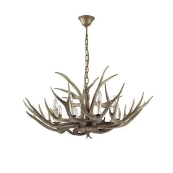 Image of Chalet 8 Light Pendant Chandelier Light Brown, E14
