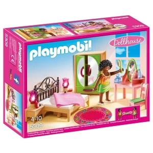 image of Playmobil Dollhouse Master Bedroom with Functional Bedside Lights