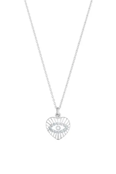 Image of Simply Silver Sterling Silver 925 Mother Of Pearl Heart Pendant Necklace Silver
