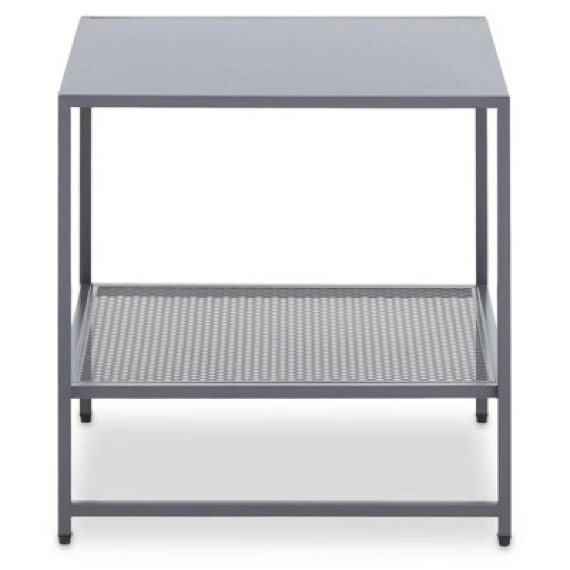 Image of Orsina Versatile Grey Metal Side Table, Compact Design Side Table By Couch, Industrial Style Livingroom Side Table