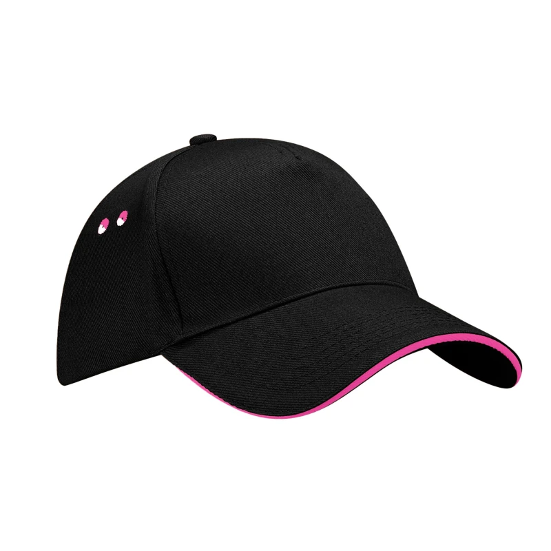 Image of Beechfield Beechfield Men Ultimate Sandwich Peak Cap in Black One Size Male 5063377408348