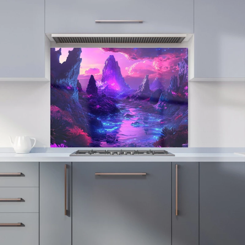 Image of Designer Kitchen Splashbacks Elena Sable: 00038 Kitchen Splashback Size: 700mm x 650mm Multicolor Unisex 700mm x 650mm
