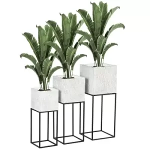 Image of HOMCOM Metal Plant Stand Set of 3 with Legs, Decorative Square Planters with Stands Flower Pot Holders for Living Room, Bedroom