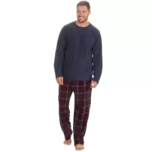 image of Cargo Bay Mens Micro Fleece Pyjamas (L) (Navy/Red)