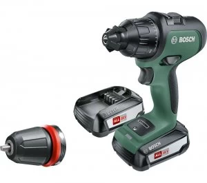 image of Bosch AdvancedImpact 18 Cordless 2-Speed Combi Drill with 2 Batteries - Green & Black, Green