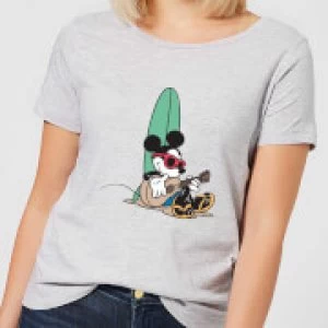 Image of Disney Mickey Mouse Surf And Chill Womens T-Shirt - Grey - 3XL