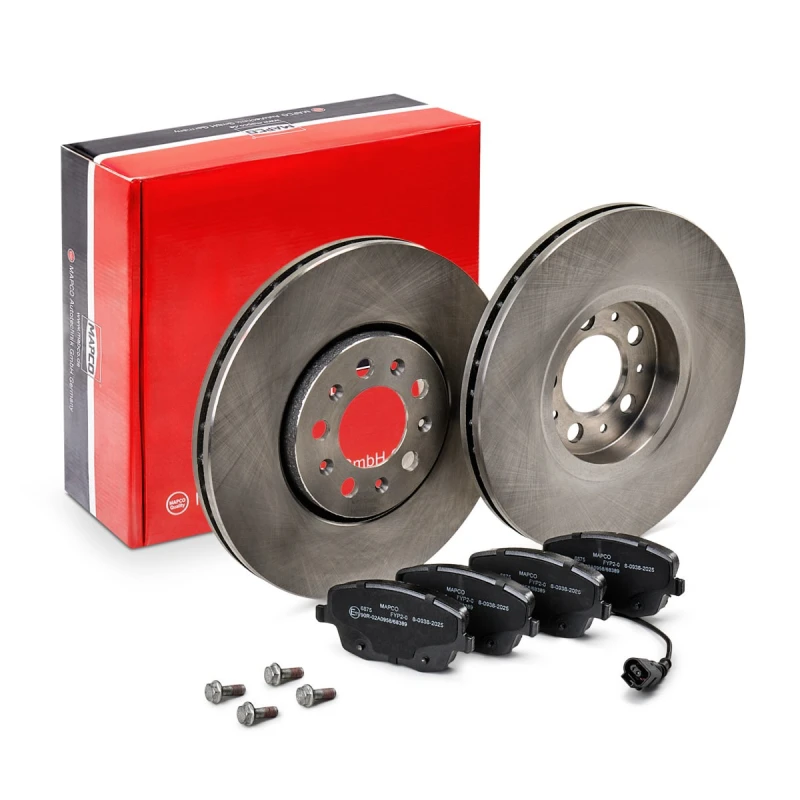 Image of MAPCO 47900 Brake disc and pads set Front Axle, Brake Disc Type: Vented, incl. wear warning contact, with anti-squeak plate Brake Set,disc brakes (34