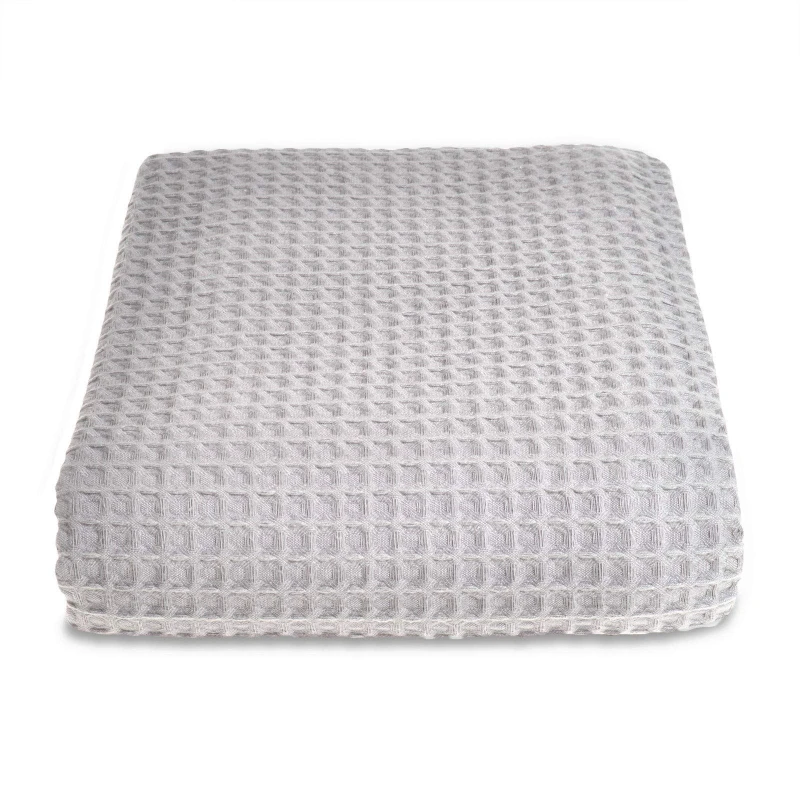 Image of Allure Bath Fashions Luxury Hotel Waffle Throw Blanket Bedspread - 100% Cotton in Light Grey Size: Large Light Grey Unisex Large