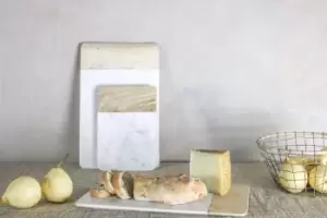 Image of Nkuku Bwari Long Marble Board Chopping Boards White Small 2cm x 23.5 x 16.5 cm