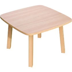 Image of Paperflow Side Table with Beech Coloured Medium-Density Fibreboard & Lacquered Solid Wood Top and 4 Feet Legs Woody 600 x 600 x 400mm