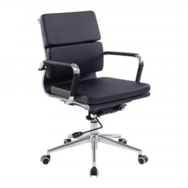 image of Avanti Bonded Leather Medium Back Swivel Armchair with Individual Back NTDSBCL5003BK