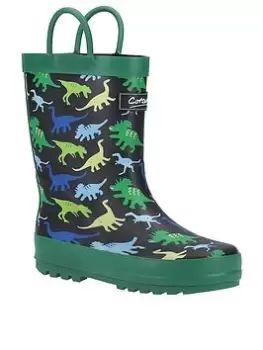 image of Cotswold Dinosaur Wellington Boot - Navy, Size 10.5 Younger