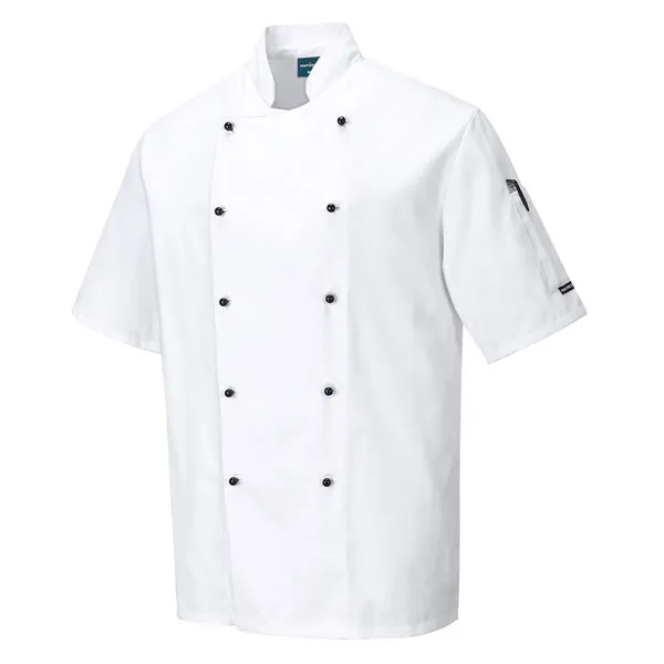 image of Portwest Kent Mens Chefs Short Sleeve Jacket C734WHRS Colour: White