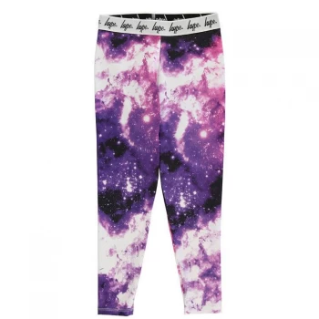 Hype Pink Space Print Kids Leggings - Pink