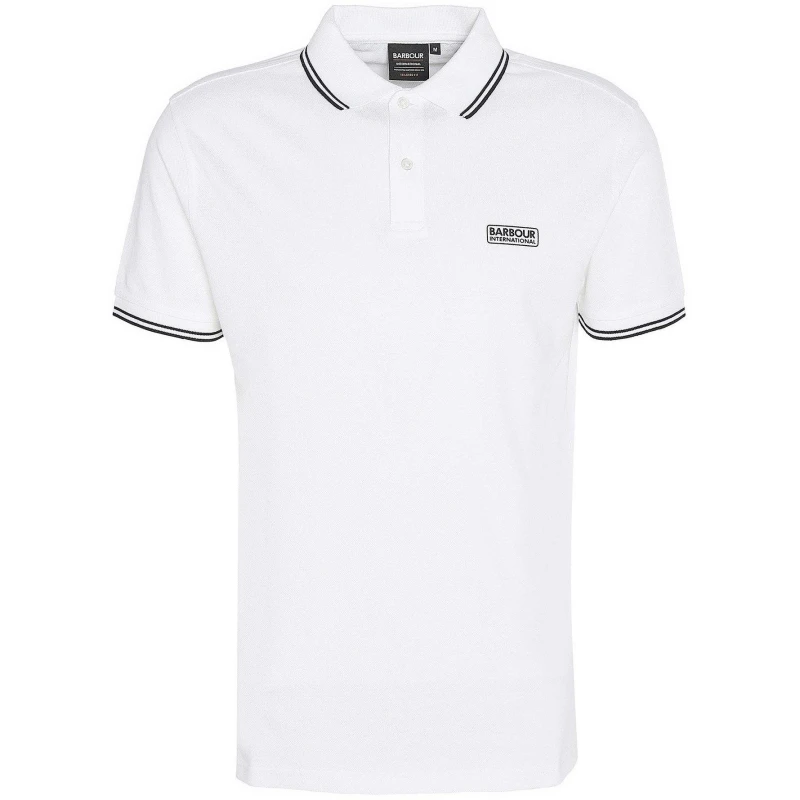 Image of Barbour International Mens Evan Polo Shirt White WH51 male M